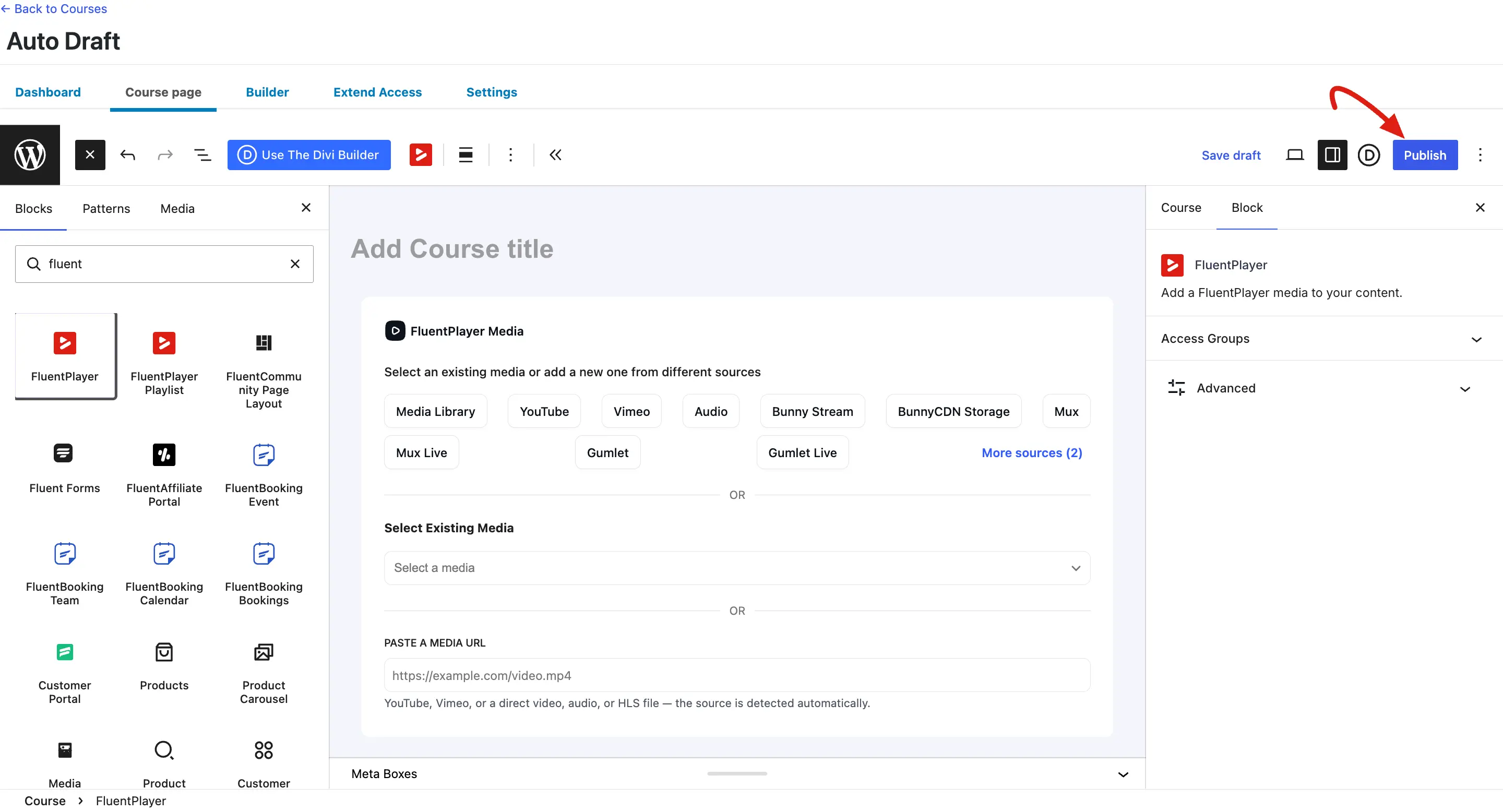 Choose media from fluentplayer
