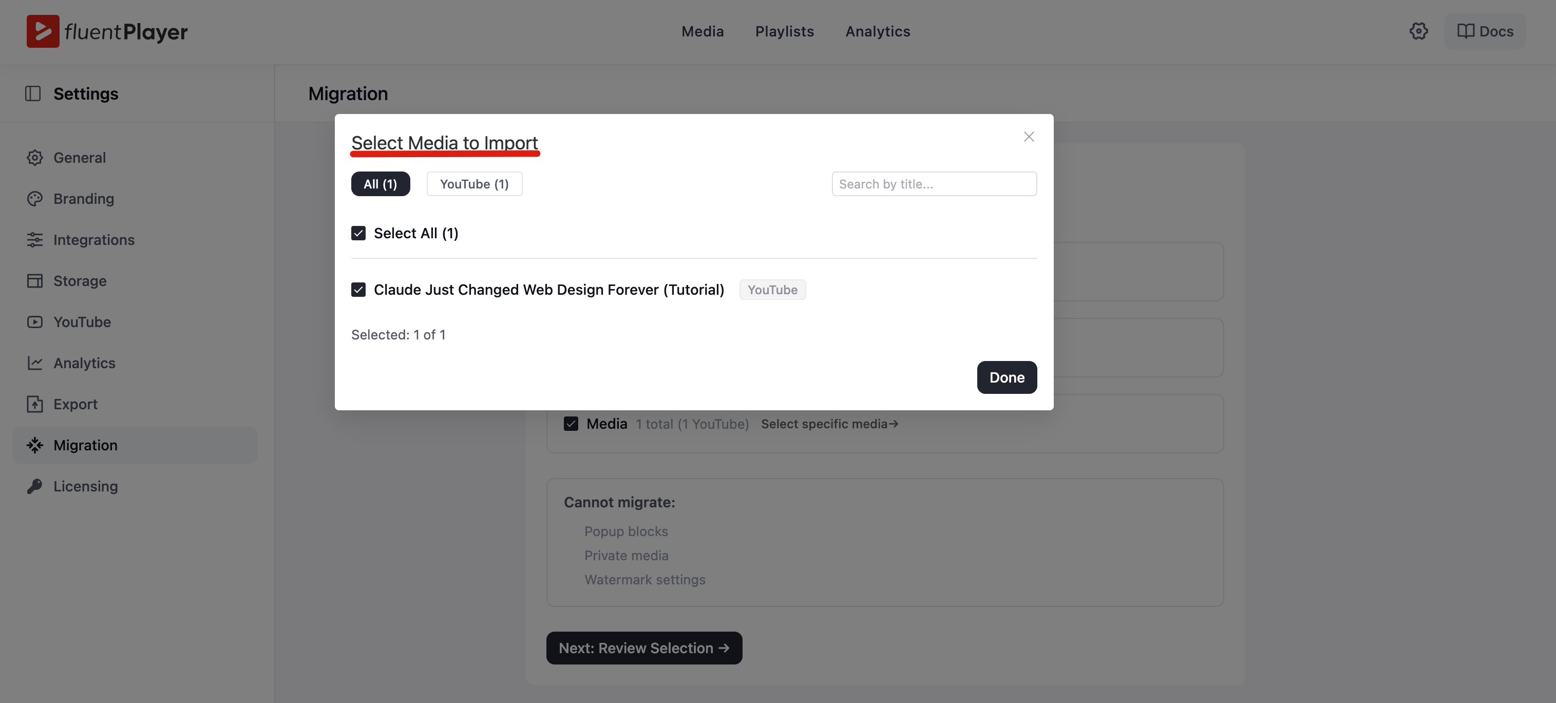 The Select Media to Import dialog